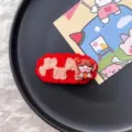 Horquilla de lana roja lindo clip para el cabello de niños con diseño de dibujos animados. - Chica de Bendición / Rojo