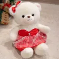 Cute white plush bear toy wearing a red dress and bow, perfect romantic wedding gift and decoration. - Red Teddy Bear (Female Version) / 35 cm [Exquisite Craftsmanship]