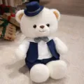 Cute cartoon teddy bear plush doll in blue suit and hat, perfect gift and home decor. - Blue Teddy Bear (Male Version) / 35 cm [Exquisite Craftsmanship]