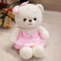 Cute white plush bear toy wearing a lovely pink dress and bow, perfect as a cozy gift variant. - Pink Teddy Bear (Female Version) / 35 cm [Exquisite Craftsmanship]