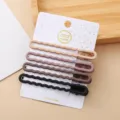 Lot de 4 pinces à cheveux bec de canard métalliques ondulées, tons neutres élégants. - Carré ondulé [lot de 4 café au lait]