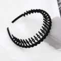 Black toothed hair hoop anti slip headband for face washing daily hair styling accessories - Wavy Flocked with Teeth / Black
