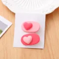 Set de pinces à cheveux cœur rose mignon, pinces bec de canard pour femmes et filles. - Cœurs ovales [Paire]