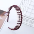 Burgundy multi-tooth anti-slip plastic headband detail view for daily face washing and hair styling. - Toothed Headband / Deep purple