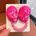Enfant sequins nœud cravate élastique cheveux mignon double couche rose chouchou accessoire - Papillon à paillettes rouge rose