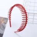 Red zigzag toothed headband, anti-slip hair hoop for face washing and daily styling accessory. - Toothed Headband / Maple Red