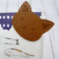 Cute cat leather bookmark page marker for books, creative reading stationery gift for students. - Brown