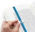 Marcapáginas elástico con control deslizante de metal para marcar páginas vista detallada. - Azul