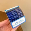 Gekleurde telefoonlijn haarrekkers matte spiraal haarelastiekjes 6 stuks voor paardenstaart haar - Klein Blauw