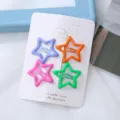 Leuke snoepkleur ster haarspelden set voor lieve meisjes stijlvolle dagelijkse haaraccessoires haarspeld - Vijfpuntige sterren (Rozerood & oranje - 4 stuks/kaart)
