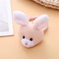 Cute plush pink bunny hair tie with soft rabbit ears, sweet autumn winter hair accessory. - Pink Rabbit Hair Tie