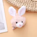 Cute pink plush bunny hair clip with soft ears, sweet style autumn winter hair accessory for girls. - Pink Rabbit Hair Clip
