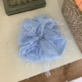 Scrunchie per capelli con frange lucide azzurre, elegante fermacapelli in stile francese donna. - Blu