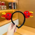 Red plush cartoon rabbit headband cute fuzzy hair hoop sweet winter hair accessories - Red Double Rabbit Headband