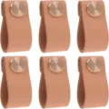 Lot de 6 poignées de tiroir en cuir marron avec boutons eniton pour meubles de porte - Marron