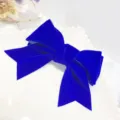 Blue velvet bow hair clip elegant fabric duckbill clip for women daily hair styling accessory - Swallowtail Small / Blue