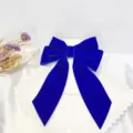 Klein blue velvet hair bow clip, elegant fabric hair accessories for women and girls daily wear. - Small Ribbon / Blue