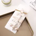 Elegant pearl bow hair clip set, chic rhinestone hairpins for women and girls daily hair styling. - 5-Piece White Flower Set