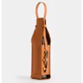 Sac porte-bouteille de vin en cuir de qualite superieure avec support de tire-bouchon. - Beige