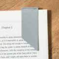 Grey PU leather page marker bookmark detail view, stylish reading page divider for book lovers. - Light Blue