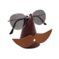 Creative leather glasses stand with mustache shape cute desktop spectacle holder decor - Wine Red Body + Brown Beard