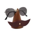 Creative mustache leather glasses holder desktop stand cute office ornament display - Brown Body + Wine Red Beard
