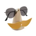 Creative mustache leather glasses holder desktop stand for sunglasses and reading glasses display - Beige Body + Yellow Whiskers