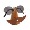 Creative mustache leather glasses holder cute desktop stand for unique home and office decor. - Light Brown Body + Dark Brown Whiskers