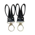 Universele kinderwagen haken 2-pack, zwarte PU lederen tasclips voor kinderwagens. - Zwart