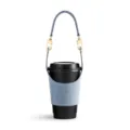 Portable denim coffee cup sleeve with handle, stylish reusable cup holder for daily use. - Light Blue
