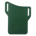 Green PU leather phone holster with belt loops and white stitching for outdoor survival. - Green