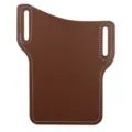 Étui de téléphone en cuir PU marron, variante pochette de ceinture avec coutures blanches. - Brun Foncé
