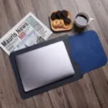 PU Leather Laptop Sleeve Water Resistant Business Computer Bag with Foldable Design Large Size - 16" / Dark Blue