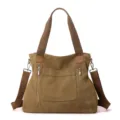 Borsa shopper in tela da donna borsa a tracolla casual grande capacità cachi borsa mano. - Taglia piccola 29x33x12 cm / Caffè