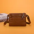Borsa a tracolla in pelle PU morbida lavata con tasche multiple per donna casual marrone - Marrone (Union Jack)