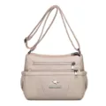 Borsa a tracolla da donna in morbida pelle grande capacità multitasche borsa casual elegante - Beige