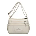 Borsa a tracolla in morbida pelle da donna, borsa casual multi-tasche per donne e madri. - Bianco