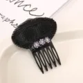 Black hair volume insert detail with purple rhinestone flowers and comb for flat top boost. - Purple Breathable Hair Volume Bumps