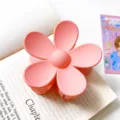 Roze bloem haarclip matte schattige haaraccessoire voor vrouwen meisjes dagelijkse stijl. - Roze grote bloem haarklemmen