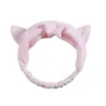 Pink cute cat ear headband plush soft face washing hair band for daily makeup and sports - Pink