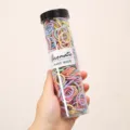 Kleurrijke elastische haarbandjes voor kinderen in doorzichtige fles, zachte kleine haarelastiekjes. - Spiraal Draadpatroon / 300 Stuks/Verpakking / Lentekleuren