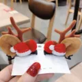 Kerst rendier gewei haarspelden met rode pompons en schattige muts decoratie voor feestdag. - Kerstmuts Stijl / Eén Paar / Kerstmuts