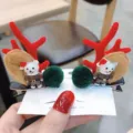 Pinzas para el pelo con astas de ciervo de Navidad osito tonto accesorios festivos de fiesta - Oso de peluche