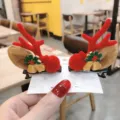 Lindas Horquillas con Astas de Reno de Navidad Accesorios de Pelo para Mujeres y Niñas - Campana navideña