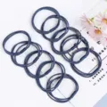 Dark blue elastic hair ties rubber bands set, durable daily hair accessories for women. - Dark Blue
