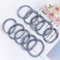 Grey elastic hair ties for women, 3-in-1 basic hair rubber bands, simple daily hair styling. - Light Blue