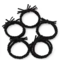 Detailed view of the black braided hair tie showing the handmade knot and thick elastic texture. - Braided Knot Style / Black