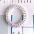 Transparent holographic telephone wire hair tie, sweet Japanese style translucent hair band. - Metallic Gold
