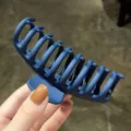 Matte large hair claw clip for women, dark blue nonslip shark hair accessory for thick hair. - Large Size (Approx 10.6cm) / Large Hair Claws - Navy Blue