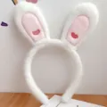 Cerchietto per capelli con orecchie di coniglio bianco morbido e ricamo a cuore rosa peluche. - Stile Orecchie Da Coniglio (DRY-192) / Bianco Orecchie da Coniglio